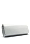 Emis Leather Shimmering Clutch Bag, White Silver