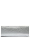 Emis Leather Shimmering Clutch Bag, White Silver