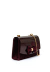 Emis Leather Patent Mini Crossbody Bag, Burgundy