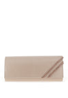 Emis Leather Shimmer Diamante Clutch Bag, Beige