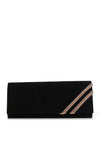 Emis Suede Diamante Clutch Bag, Black & Gold