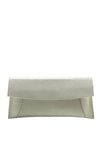 Emis Leather Glitter Clutch Bag, White Silver