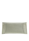 Emis Leather Glitter Clutch Bag, White Silver