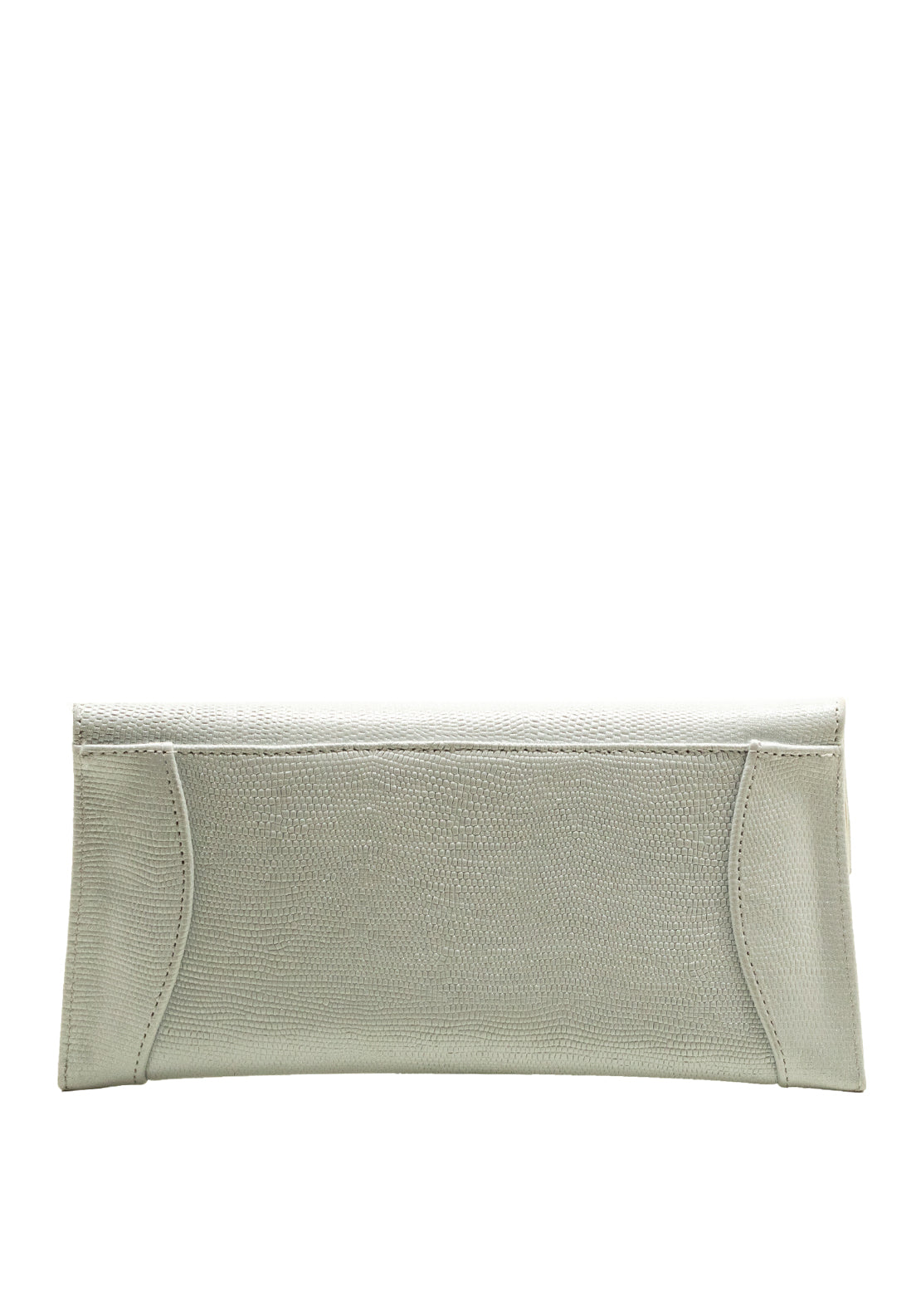 Emis Leather Glitter Clutch Bag, White Silver