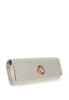 Emis Leather Pearl Brooch Clutch Bag, Ecru Pearl