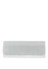 Emis Leather Pebbled Glitter Clutch Bag, White silver
