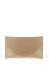 Emis Leather Patent Envelope Clutch Bag, Beige Gold