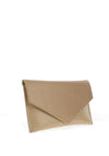Emis Leather Patent Envelope Clutch Bag, Beige Gold