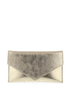 Emis Leather Metallic Envelope Clutch Bag, Gold