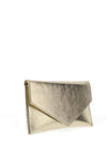 Emis Leather Metallic Envelope Clutch Bag, Gold