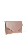 Emis Leather Iridescent Envelope Clutch Bag, Nude Pink