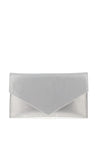 Emis Leather Shimmer Envelope Clutch Bag, White Silver