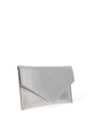 Emis Leather Shimmer Envelope Clutch Bag, White Silver