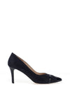 Emis Nubuck Leather High Heeled Court Shoes, Navy