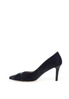Emis Nubuck Leather High Heeled Court Shoes, Navy