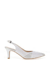 Emis Leather Contrast Panel Sling Back Court Shoes, White