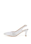 Emis Leather Contrast Panel Sling Back Court Shoes, White