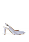 Emis Leather Sling Back Heeled Court Shoes, Blue