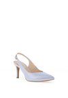 Emis Leather Sling Back Heeled Court Shoes, Blue