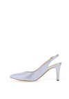 Emis Leather Sling Back Heeled Court Shoes, Blue