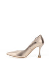 Emis Shimmer Leather Flower High Heeled Court Shoes, Gold