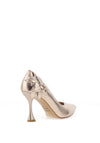 Emis Shimmer Leather Flower High Heeled Court Shoes, Gold