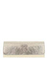 Emis Leather Embellished Brooch Clutch Bag, Gold