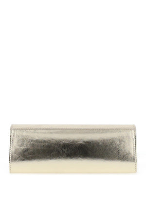 Emis Leather Embellished Brooch Clutch Bag, Gold