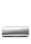 Emis Leather Embellished Brooch Clutch Bag, Silver