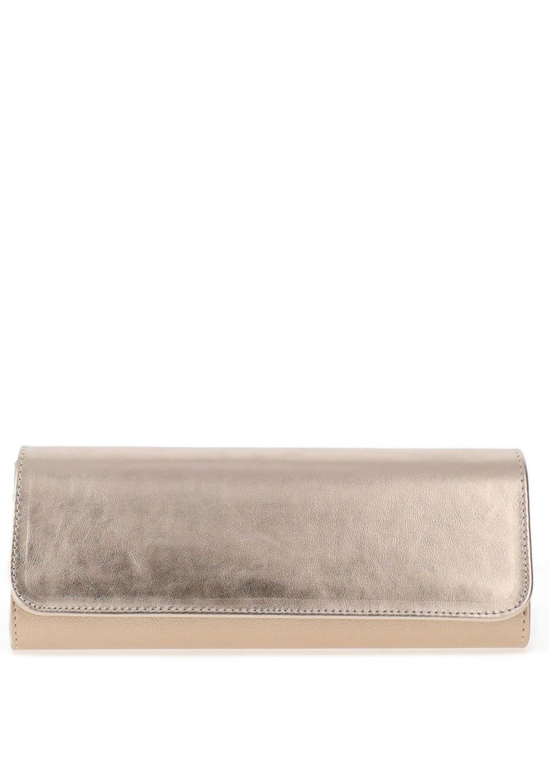 Emis Leather Fold Over Cylinder Clutch Bag, Rose Gold