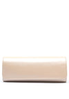 Emis Leather Fold Over Cylinder Clutch Bag, Cream