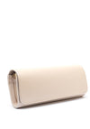 Emis Leather Fold Over Cylinder Clutch Bag, Cream