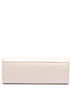 Emis Leather Fold Over Cylinder Clutch Bag, Cream
