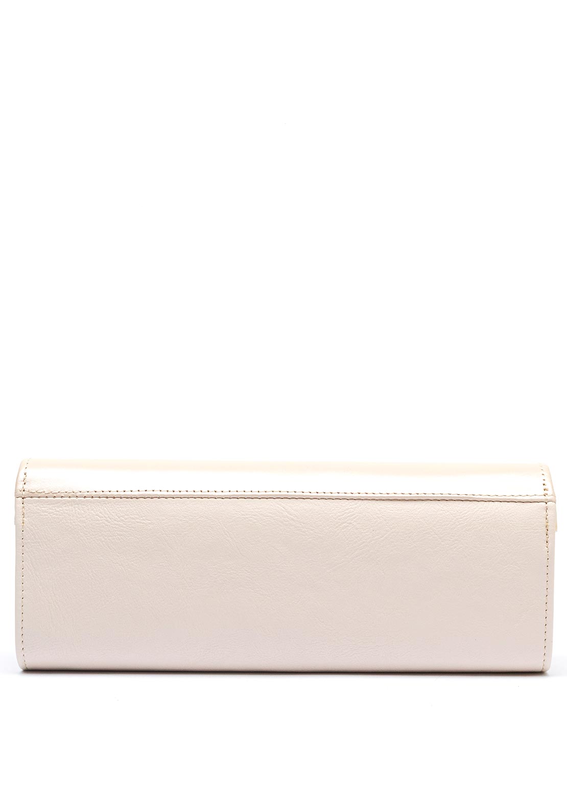 Emis Leather Fold Over Cylinder Clutch Bag, Cream