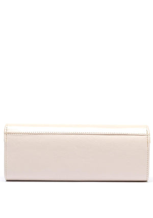 Emis Leather Fold Over Cylinder Clutch Bag, Cream