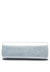 Emis Leather Fold Over Cylinder Clutch Bag, Silver