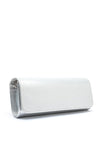 Emis Leather Fold Over Cylinder Clutch Bag, Silver