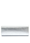 Emis Leather Fold Over Cylinder Clutch Bag, Silver