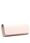 Emis Leather Fold Over Cylinder Clutch Bag, Pink