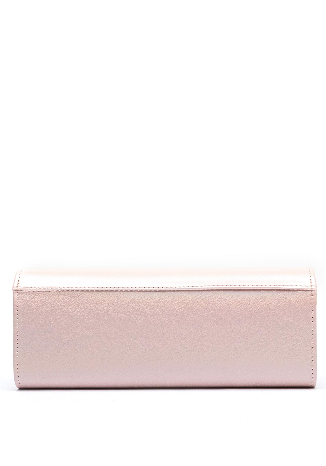 Emis Leather Fold Over Cylinder Clutch Bag, Pink