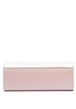 Emis Leather Fold Over Cylinder Clutch Bag, Pink