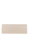 Emis Leather Fold Over Cylinder Clutch Bag, Cream
