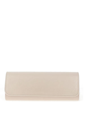 Emis Leather Fold Over Cylinder Clutch Bag, Cream