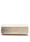 Emis Leather Fold Over Cylinder Clutch Bag, Gold