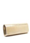Emis Leather Fold Over Cylinder Clutch Bag, Gold