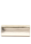 Emis Leather Fold Over Cylinder Clutch Bag, Gold
