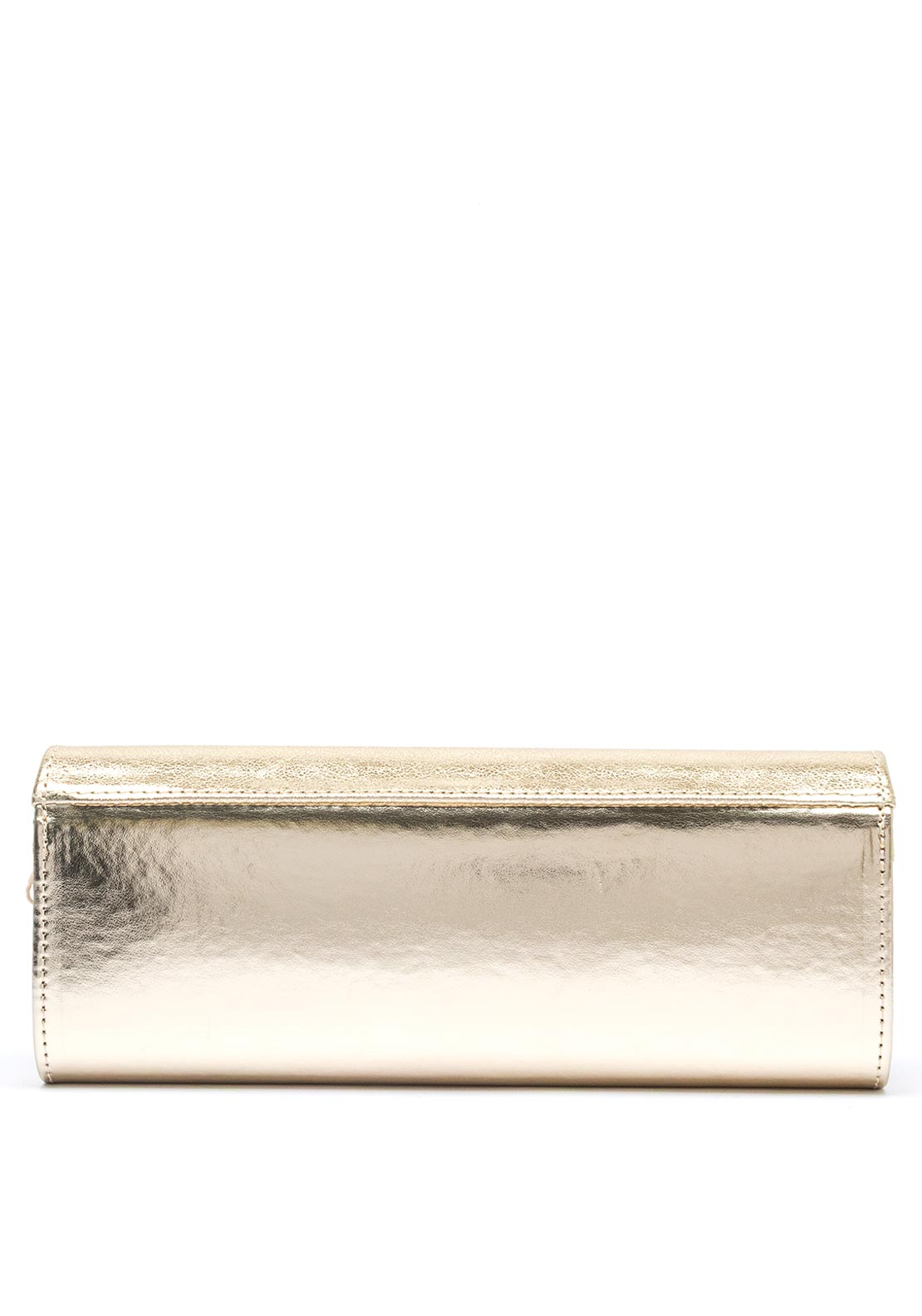 Emis Leather Fold Over Cylinder Clutch Bag, Gold