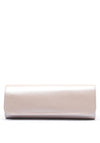Emis Leather Fold Over Cylinder Clutch Bag, Pearl Pink