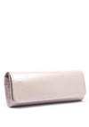 Emis Leather Fold Over Cylinder Clutch Bag, Pearl Pink