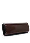 Emis Leather Fold Over Cylinder Clutch Bag, Wine